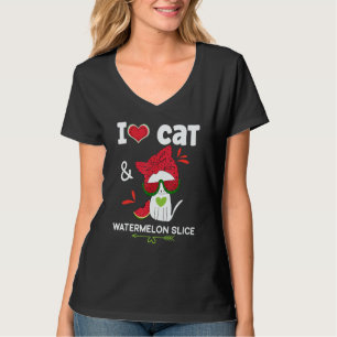 Watermelon Summer Cat Sunglasses Watermelon T-Shirt