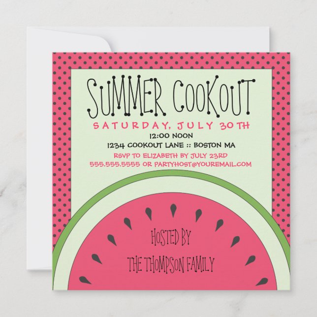 Watermelon Summer Cookout Invitation (Front)