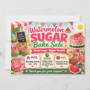 Watermelon Summer Cute Dessert Bake Sale Invitation