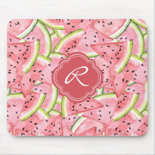 Watermelon Summer Fresh Pattern with Monogram Mouse Mat