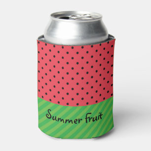 Watermelon summer fruit customisable pink polka can cooler