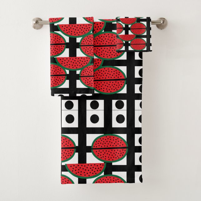 Watermelon Summer Fruit Geometric Pattern      Bath Towel Set (Insitu)