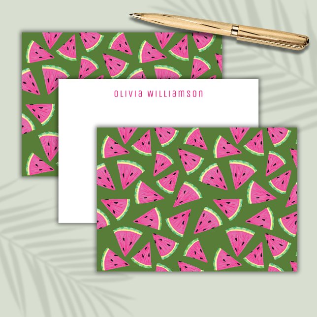 Watermelon Summer Fruit pattern Card (Personalized watermelon notecards)