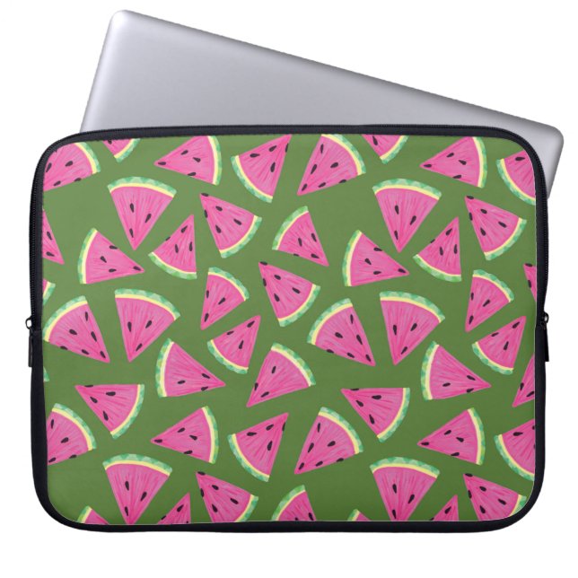 Watermelon summer fruit pattern laptop sleeve (Front)