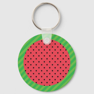 Watermelon summer fruit pink black green food key ring
