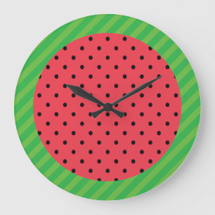 Watermelon summer fruit pink black green food large clock