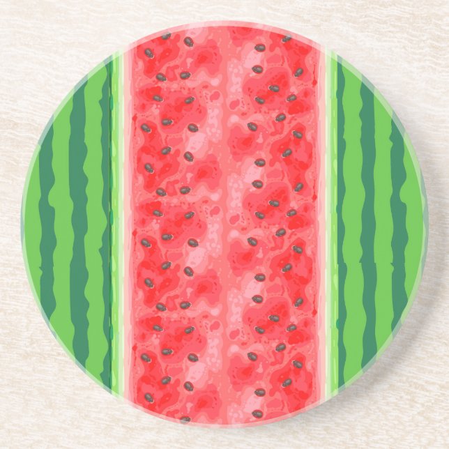 Watermelon summer fruit stripes coaster (Front)
