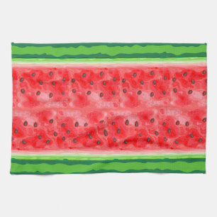 Watermelon summer fruit stripes tea towel