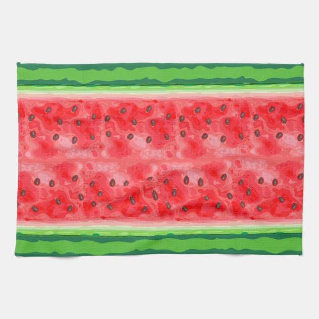Watermelon summer fruit stripes tea towel (Horizontal)