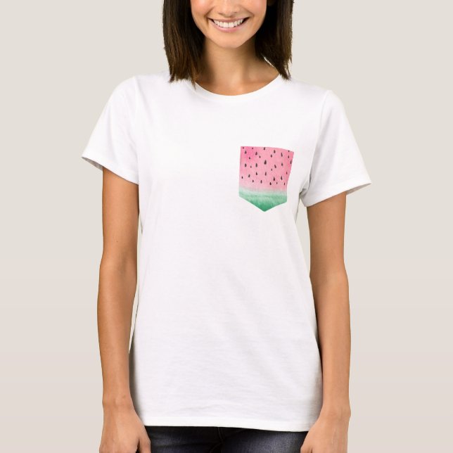 Watermelon Summer Fun Print Pocket Women's T-Shirt (Front)