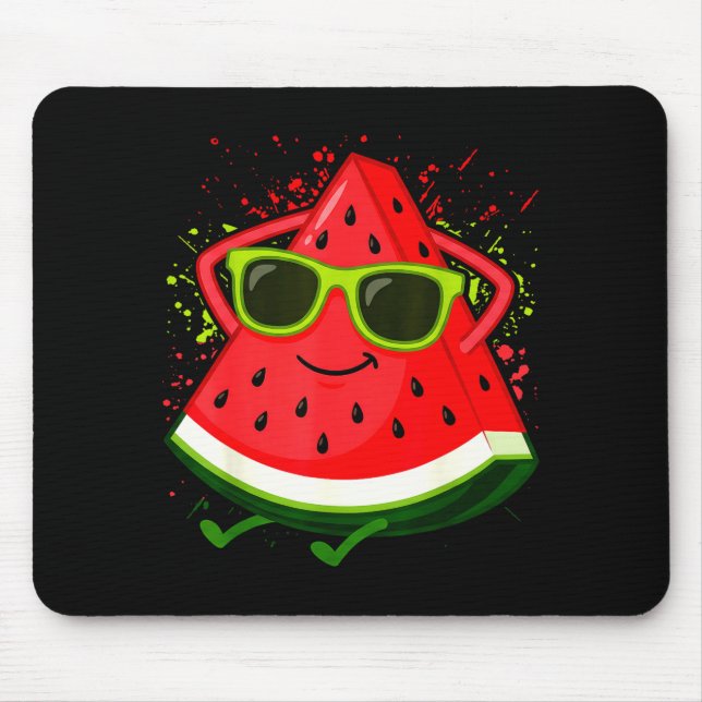 Watermelon Summer Melon with Sunglasses Funny Mouse Mat (Front)
