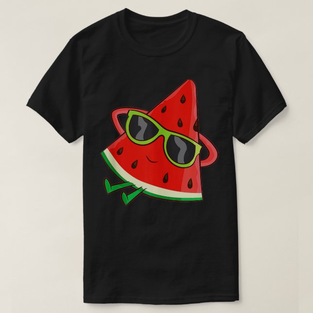Watermelon Summer Melon With Sunglasses Funny Wate T-Shirt (Design Front)