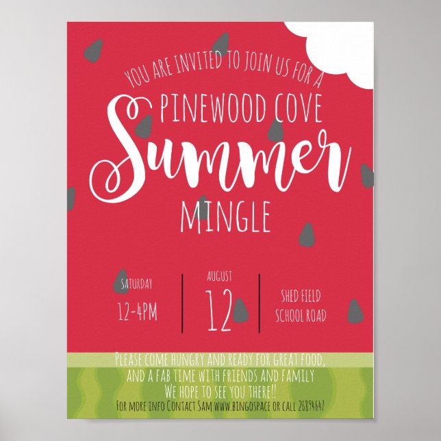 watermelon summer mingle party neighbourhood poster (Front)