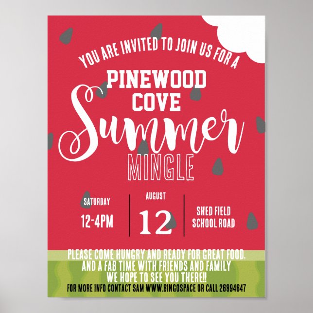 watermelon summer mingle party neighbourhood poster (Front)