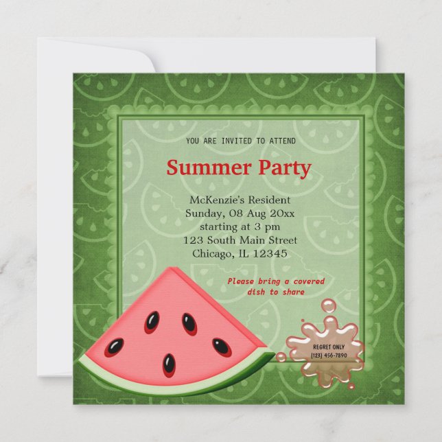 Watermelon Summer Party Invitation (Front)