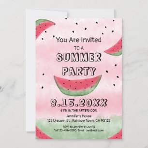 Watermelon summer party invitations