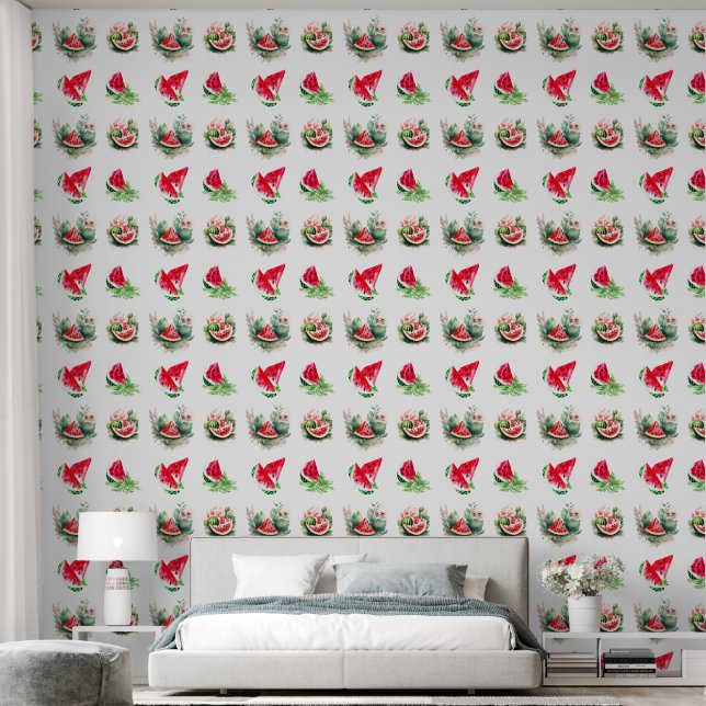 Watermelon Summer Pattern Wallpaper (Bedroom)