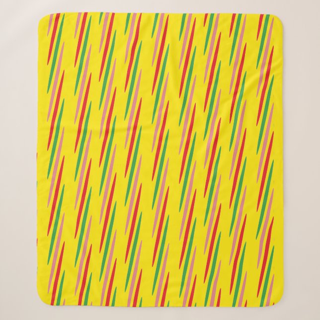 Watermelon Summer Stripes Pattern-56204 Sherpa Blanket (Front)