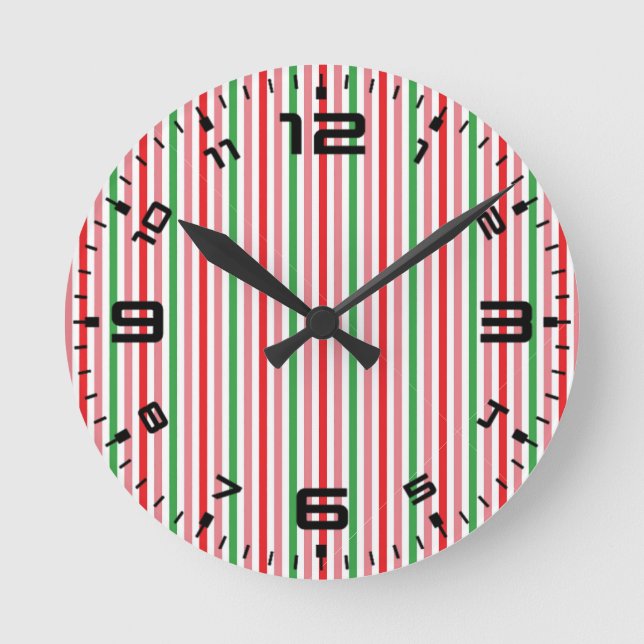 Watermelon Summer Stripes Pattern-56206 Round Clock (Front)