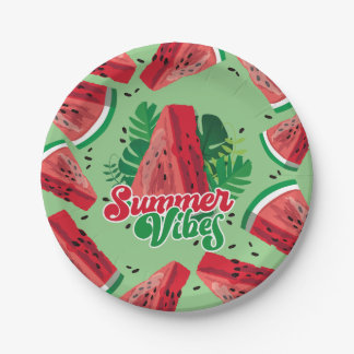Watermelon Summer Vibes Paper Plate