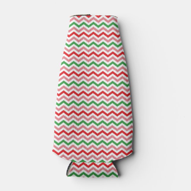 Watermelon Summer Zigzag Stripes Pattern-56209 Bottle Cooler (Front)