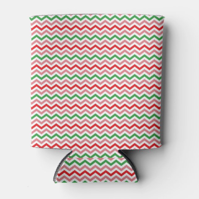 Watermelon Summer Zigzag Stripes Pattern-56209 Can Cooler (Front)