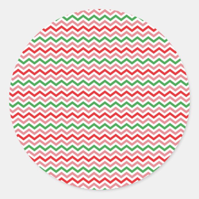 Watermelon Summer Zigzag Stripes Pattern-56209 Classic Round Sticker (Front)