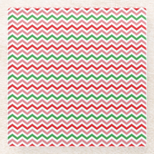 Watermelon Summer Zigzag Stripes Pattern-56209 Glass Coaster (Front)
