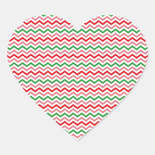 Watermelon Summer Zigzag Stripes Pattern-56209 Heart Sticker (Front)