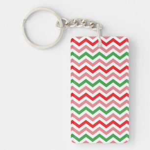 Watermelon Summer Zigzag Stripes Pattern-56209 Key Ring