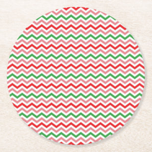 Watermelon Summer Zigzag Stripes Pattern-56209 Round Paper Coaster