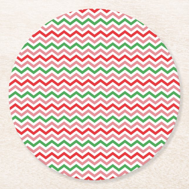 Watermelon Summer Zigzag Stripes Pattern-56209 Round Paper Coaster (Front)