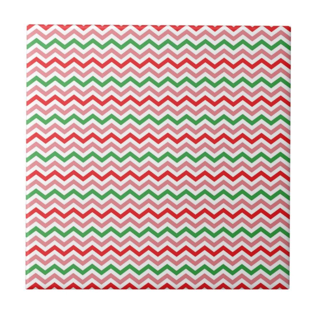 Watermelon Summer Zigzag Stripes Pattern-56209 Tile (Front)