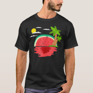 Watermelon Sunset Tropical Summer Funny Retro T-Shirt