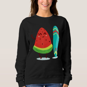 Watermelon Surfer Fruit Surfing Beach Trip Sweatshirt