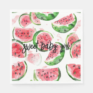 Watermelon Sweet Baby Girl Baby Shower Napkins
