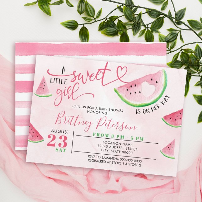 Watermelon Sweet Girl Baby Shower Invitation (Creator Uploaded)