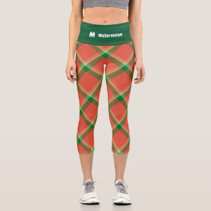 Watermelon Tartan Capri Leggings