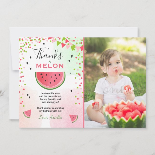 Watermelon Thank You Card One in a melon Summer (Front)