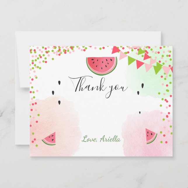 Watermelon Thank You Card One in a melon Summer (Front)