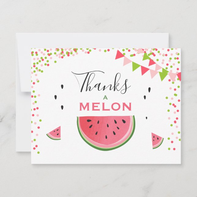 Watermelon Thank you card Thanks a Melon birthday (Front)