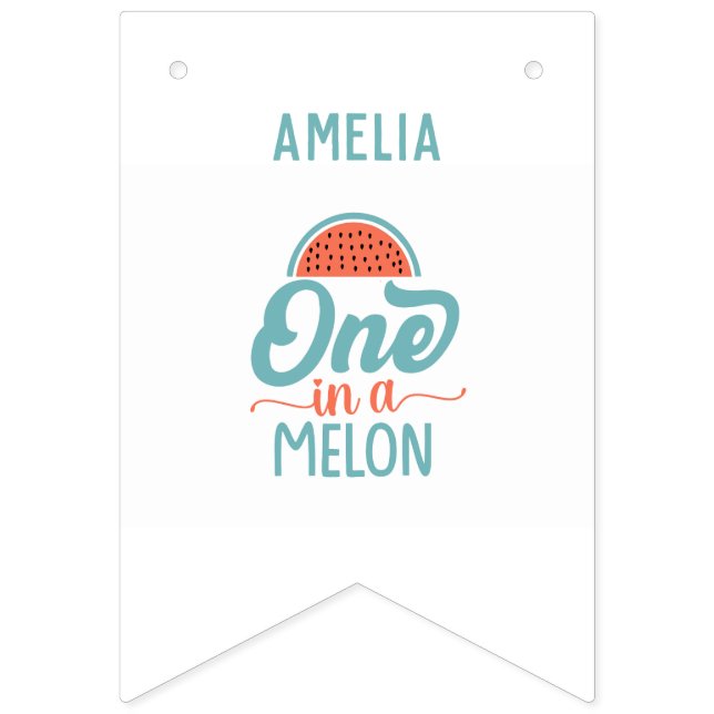 Watermelon Theme 1st Birthday 12 Month Photo Bunting (First Flag)