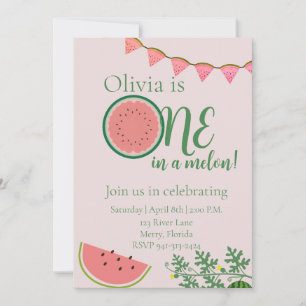 Watermelon theme first birthday invitation