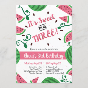 Watermelon Third Birthday Party Invitation