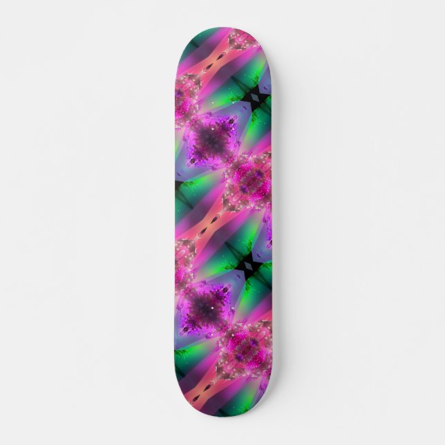 Watermelon Tourmaline Neon Green Hot Pink Abstract Skateboard (Front)