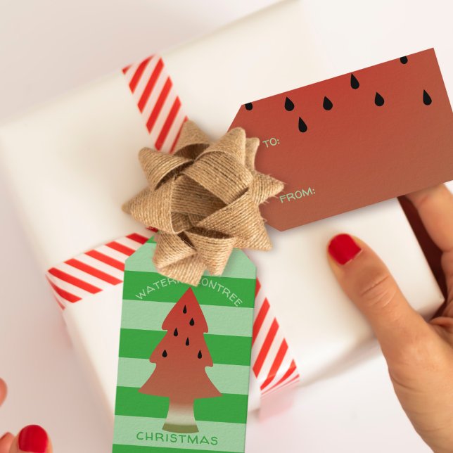 Watermelon Tree Christmas Gift Tags (🍉Christmas in July Gift Tags. Just add your text! 🍉)