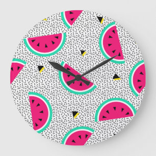 Watermelon triangles: retro summer texture. large clock