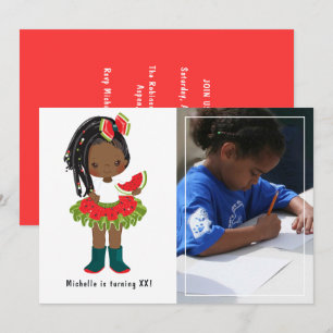 Watermelon Tutu American Black Girl Birthday Party Invitation