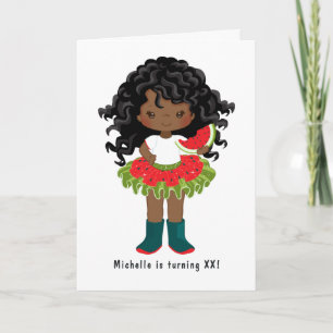 Watermelon Tutu American Black Girl Birthday Party Invitation
