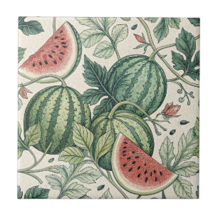 Watermelon vintage botanicals seamless pattern tile